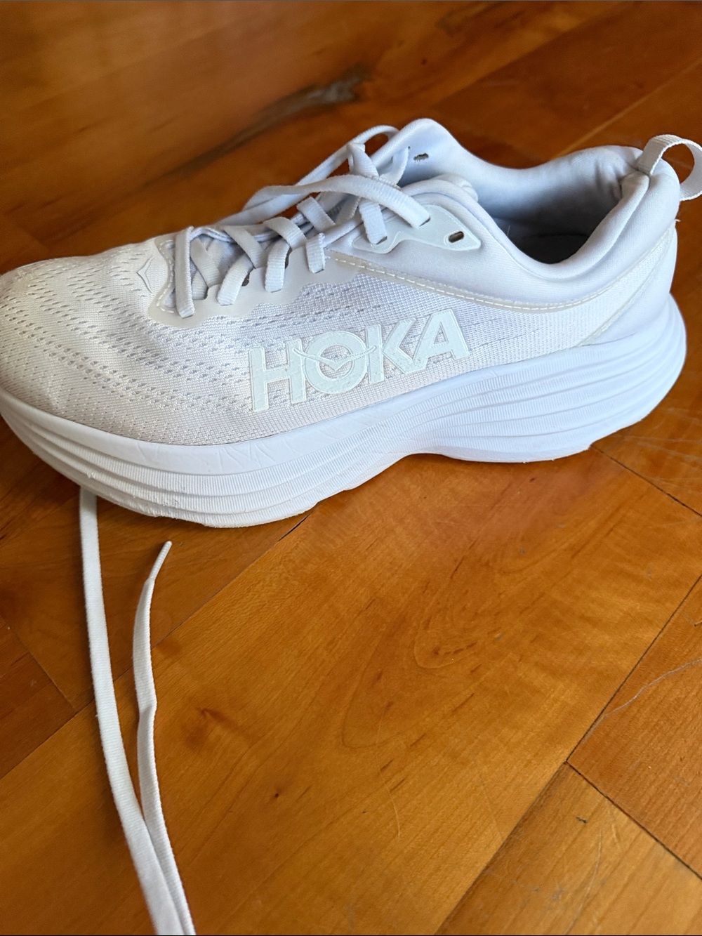 Hoka Bondi 8 White Cushioned Running Sneakers - Picture 2 of 13